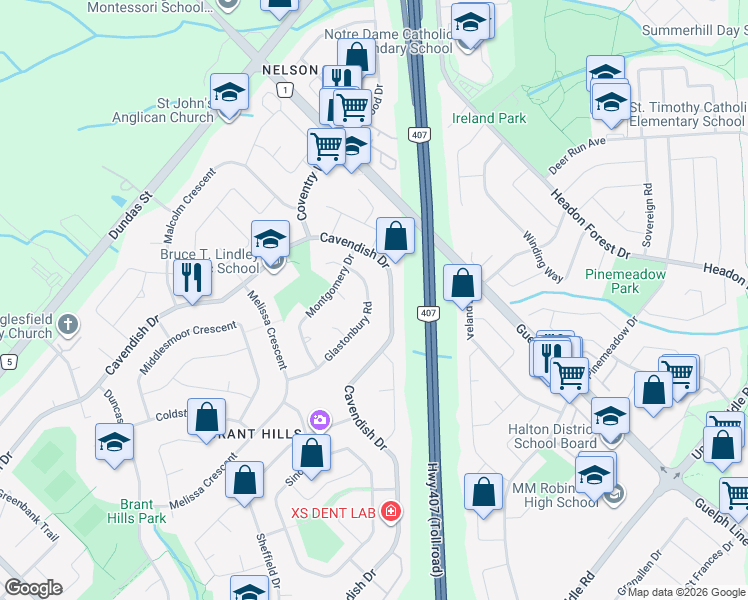 map of restaurants, bars, coffee shops, grocery stores, and more near in Burlington