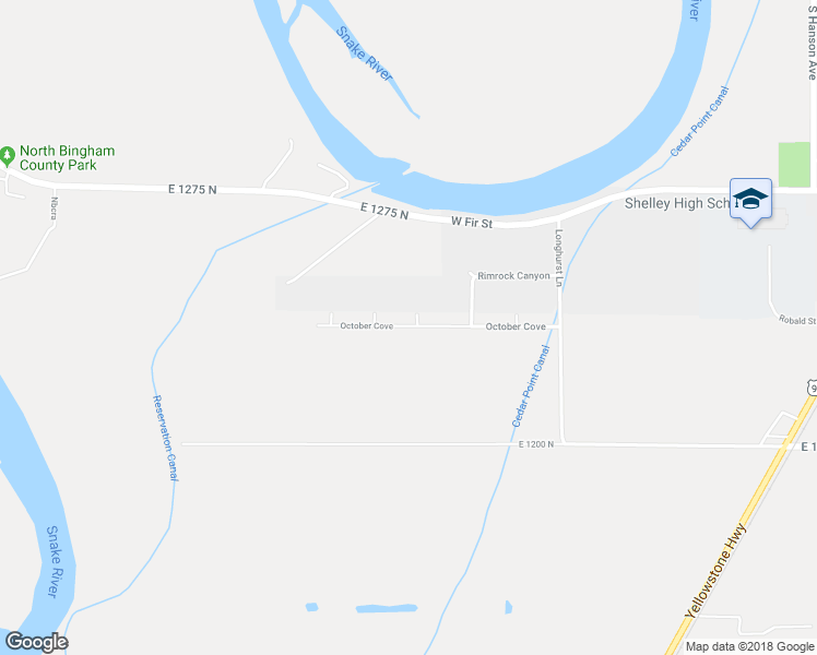 map of restaurants, bars, coffee shops, grocery stores, and more near 1120 October Cove in Shelley