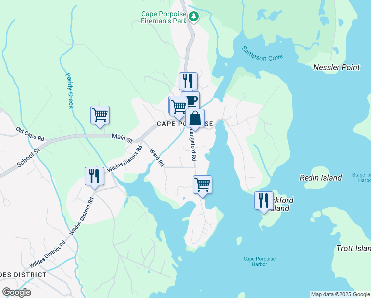 map of restaurants, bars, coffee shops, grocery stores, and more near 4 Porpoise Place in Kennebunkport