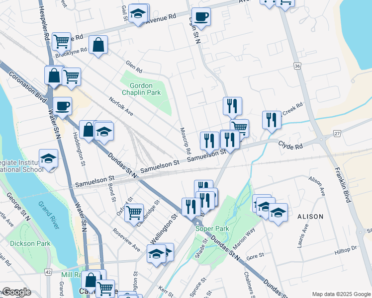 map of restaurants, bars, coffee shops, grocery stores, and more near 7 Moscrip Road in Cambridge