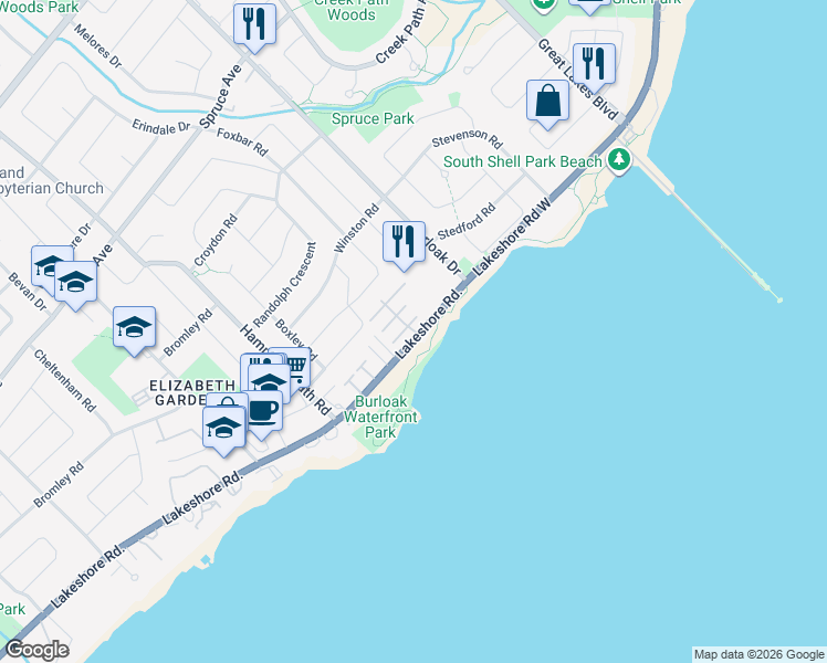 map of restaurants, bars, coffee shops, grocery stores, and more near in Burlington