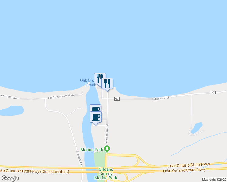 map of restaurants, bars, coffee shops, grocery stores, and more near 14398 Ontario Street in Kent