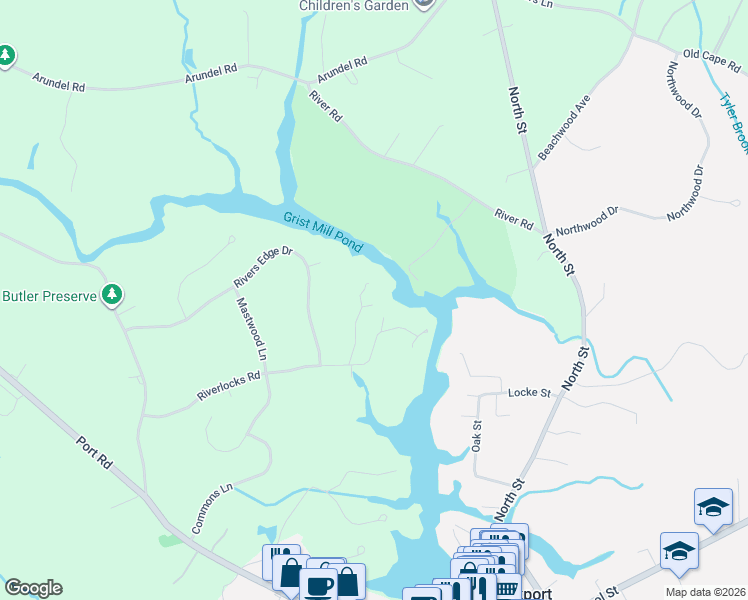 map of restaurants, bars, coffee shops, grocery stores, and more near 1 Hussey Drive in Kennebunk