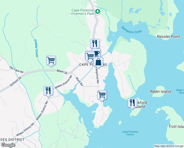map of restaurants, bars, coffee shops, grocery stores, and more near 4 Porpoise Place in Kennebunkport