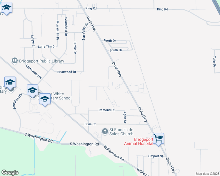 map of restaurants, bars, coffee shops, grocery stores, and more near 3575 Morganport Drive in Saginaw
