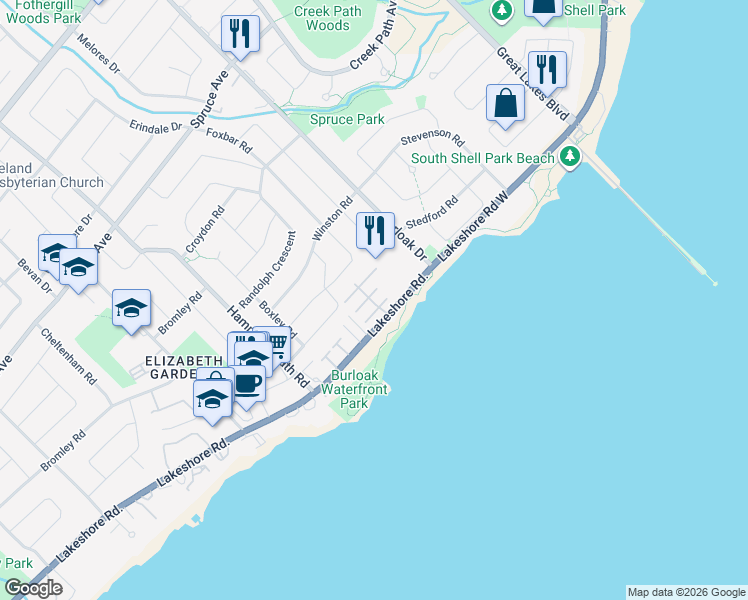 map of restaurants, bars, coffee shops, grocery stores, and more near in Burlington