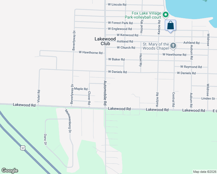 map of restaurants, bars, coffee shops, grocery stores, and more near 585 West Cedar Road in Twin Lake