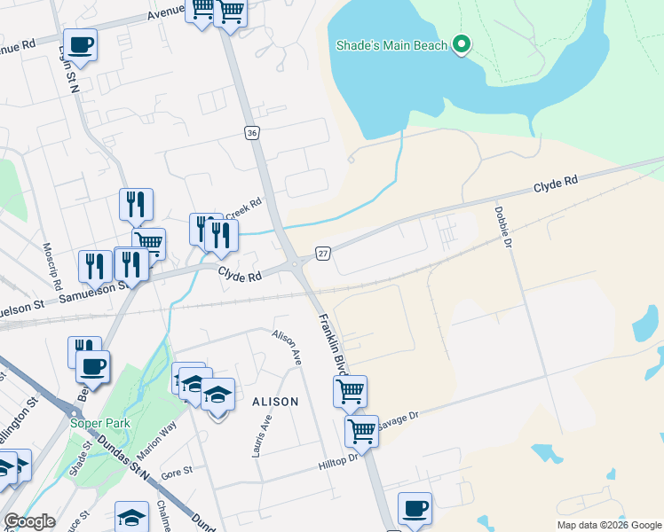 map of restaurants, bars, coffee shops, grocery stores, and more near 311 Clyde Road in Cambridge