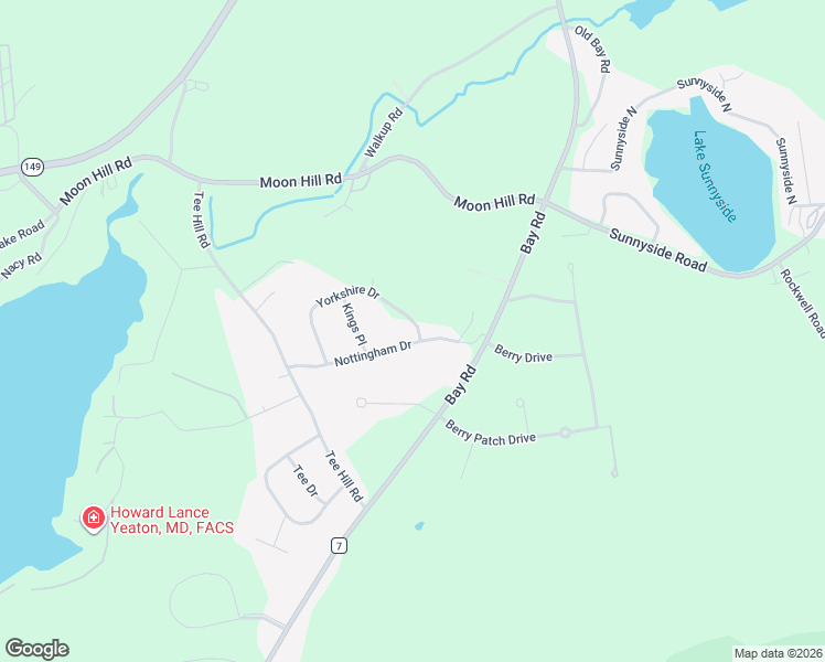 map of restaurants, bars, coffee shops, grocery stores, and more near 59 Nottingham Drive in Queensbury
