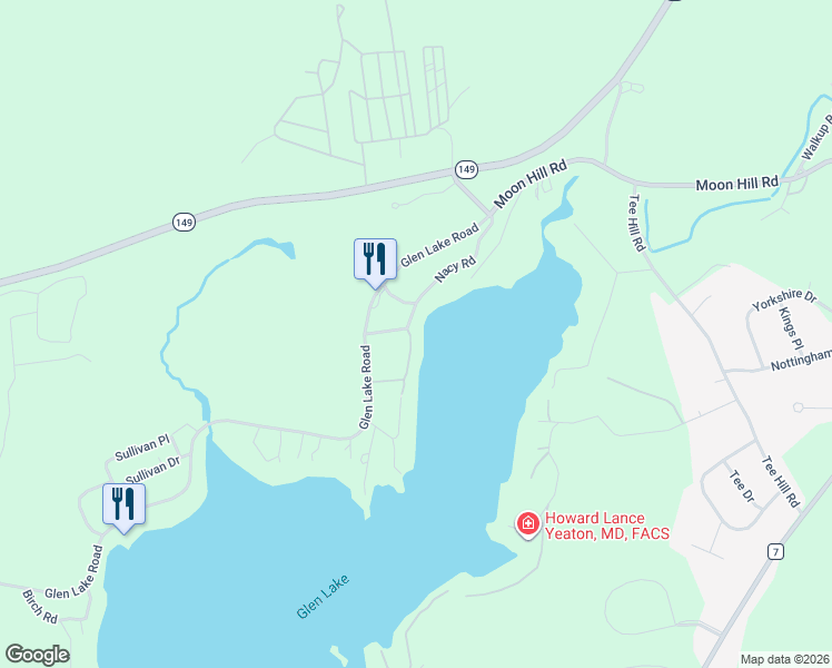 map of restaurants, bars, coffee shops, grocery stores, and more near 42 Louise Lane in Queensbury