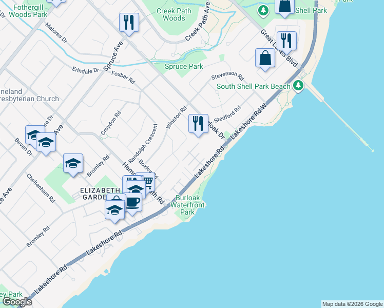 map of restaurants, bars, coffee shops, grocery stores, and more near in Burlington