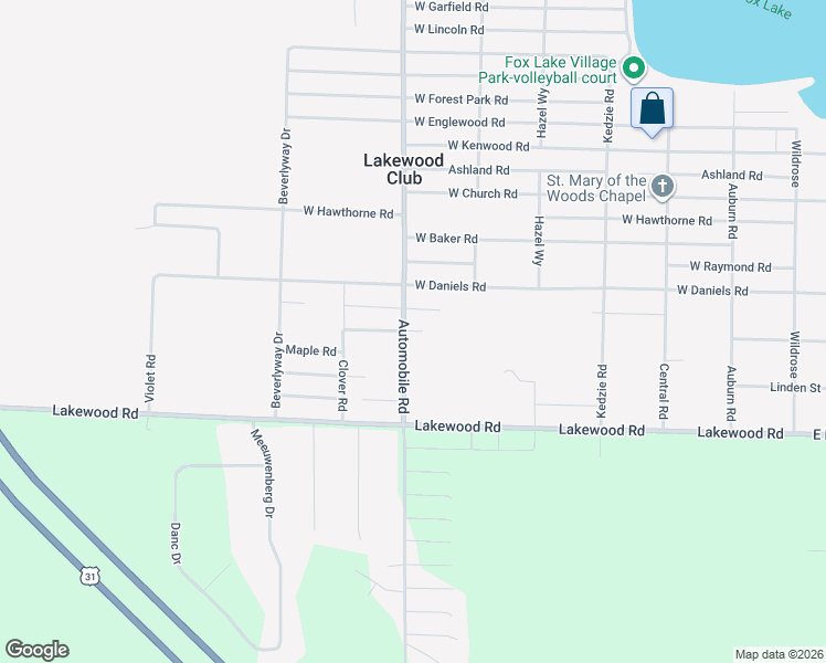 map of restaurants, bars, coffee shops, grocery stores, and more near 585 West Cedar Road in Twin Lake