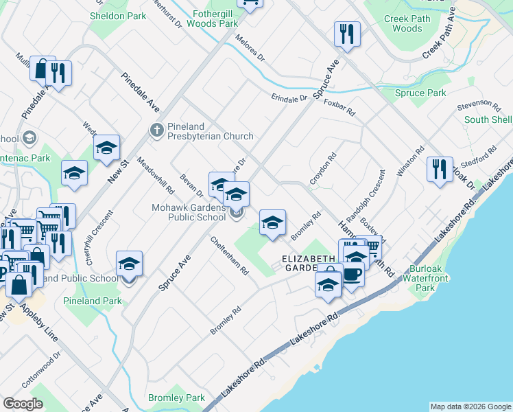 map of restaurants, bars, coffee shops, grocery stores, and more near 273 Kenwood Avenue in Burlington
