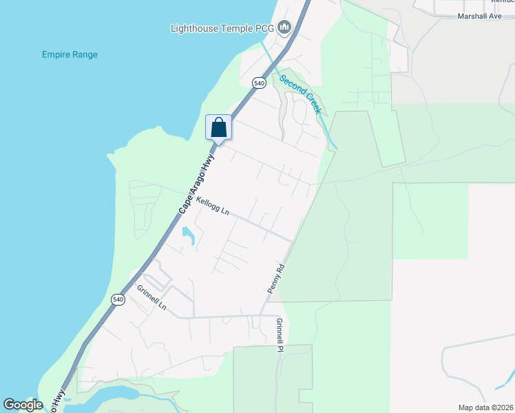 map of restaurants, bars, coffee shops, grocery stores, and more near 91461 Kellogg Lane in Coos Bay