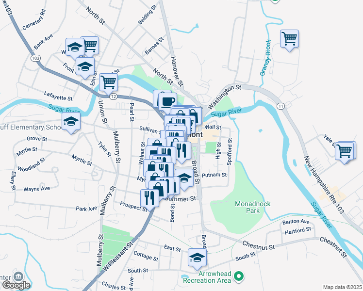 map of restaurants, bars, coffee shops, grocery stores, and more near in Claremont