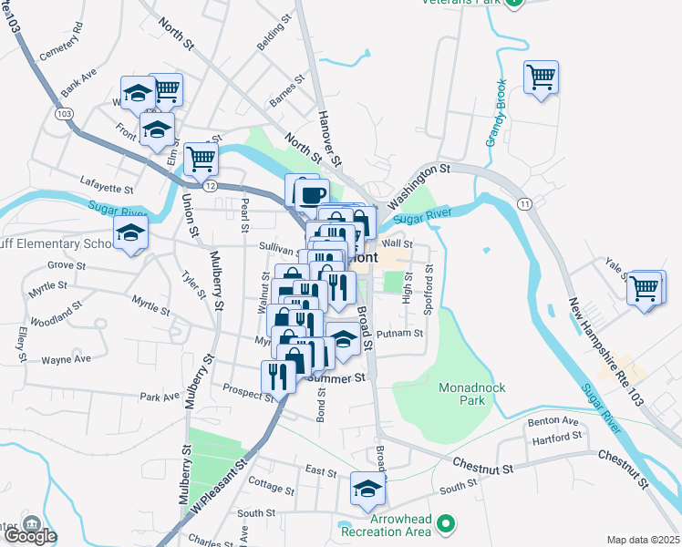 map of restaurants, bars, coffee shops, grocery stores, and more near in Claremont