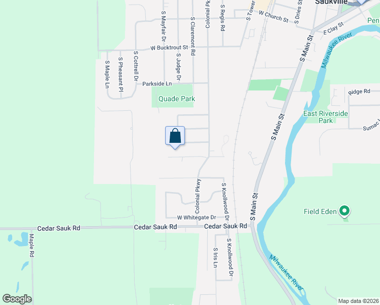 map of restaurants, bars, coffee shops, grocery stores, and more near 616 West Briarknoll Court in Saukville