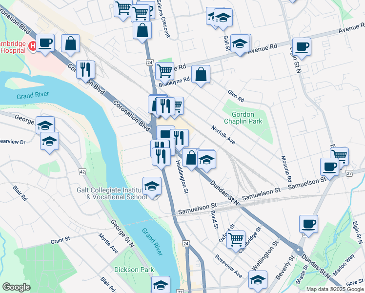 map of restaurants, bars, coffee shops, grocery stores, and more near 6 Jarvis Street in Cambridge