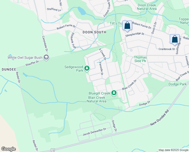 map of restaurants, bars, coffee shops, grocery stores, and more near 328 Sedgewood Street in Kitchener