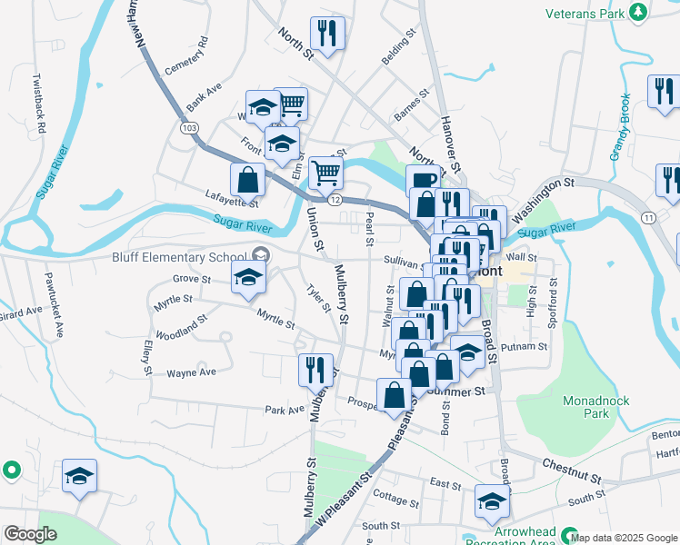 map of restaurants, bars, coffee shops, grocery stores, and more near in Claremont