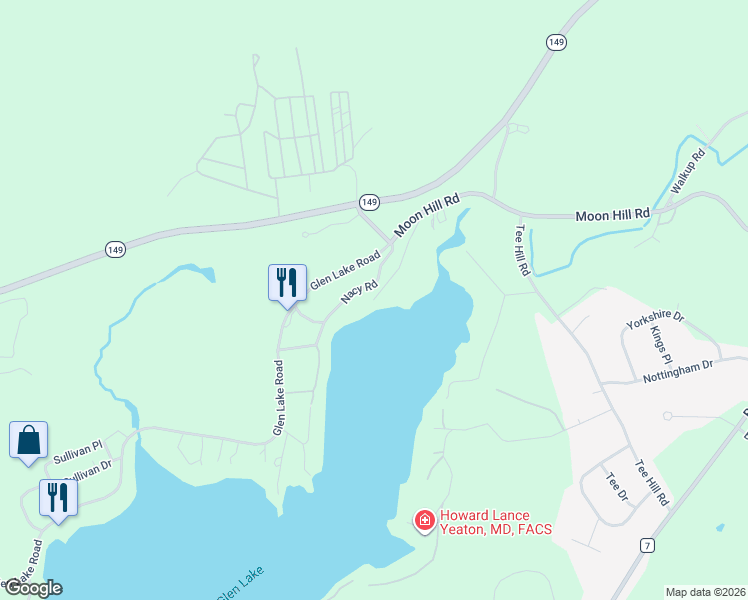 map of restaurants, bars, coffee shops, grocery stores, and more near 46 Nacy Road in Lake George