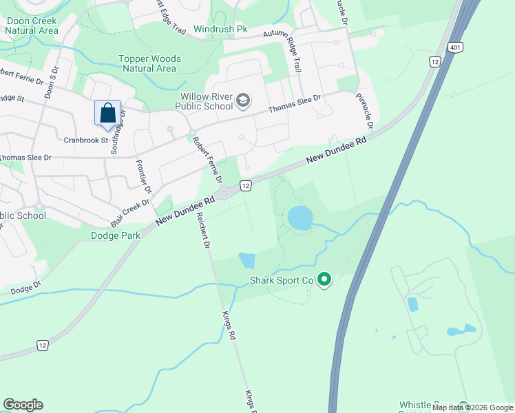 map of restaurants, bars, coffee shops, grocery stores, and more near 525 New Dundee Road in Kitchener