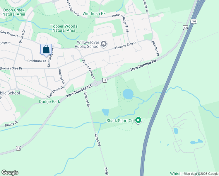 map of restaurants, bars, coffee shops, grocery stores, and more near 525 New Dundee Road in Kitchener