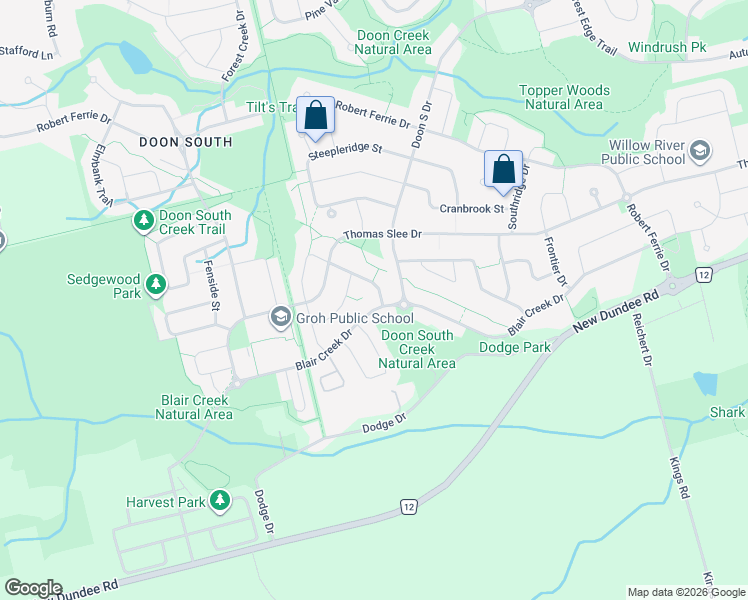 map of restaurants, bars, coffee shops, grocery stores, and more near 60 Netherwood Road in Kitchener