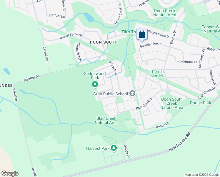 map of restaurants, bars, coffee shops, grocery stores, and more near in Kitchener