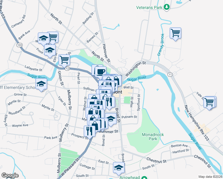 map of restaurants, bars, coffee shops, grocery stores, and more near in Claremont