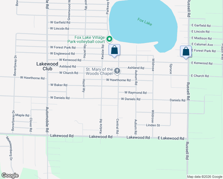 map of restaurants, bars, coffee shops, grocery stores, and more near 6475 Central Road in Twin Lake