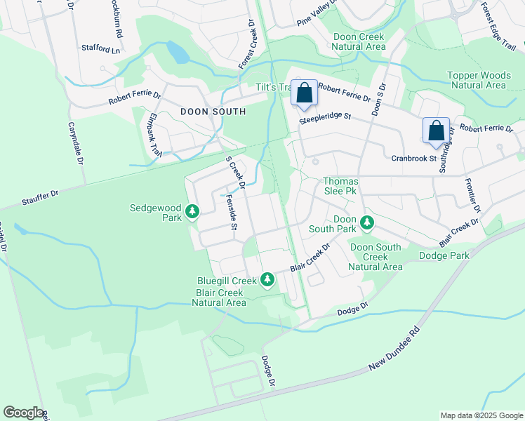 map of restaurants, bars, coffee shops, grocery stores, and more near 16 Meadowridge Street in Kitchener