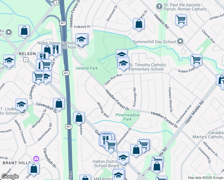 map of restaurants, bars, coffee shops, grocery stores, and more near in Burlington