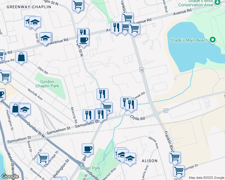 map of restaurants, bars, coffee shops, grocery stores, and more near 11 Wendy Court in Cambridge