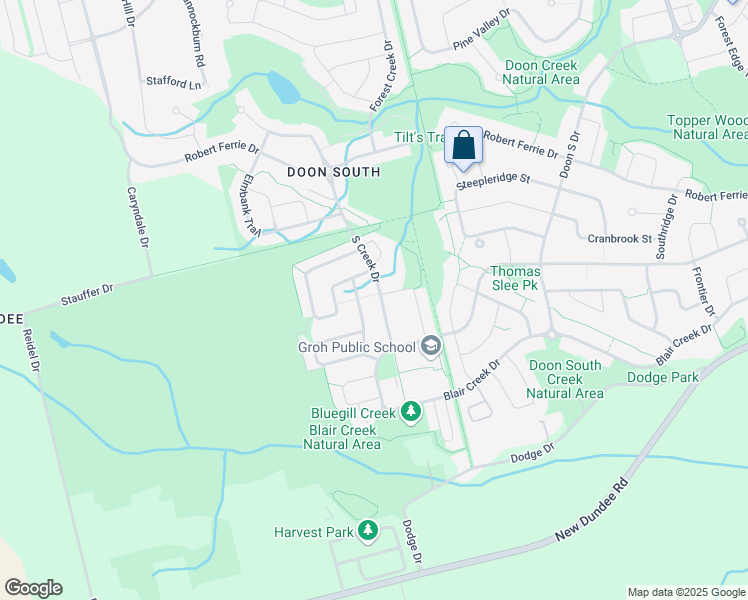 map of restaurants, bars, coffee shops, grocery stores, and more near 22 Fenside Street in Kitchener