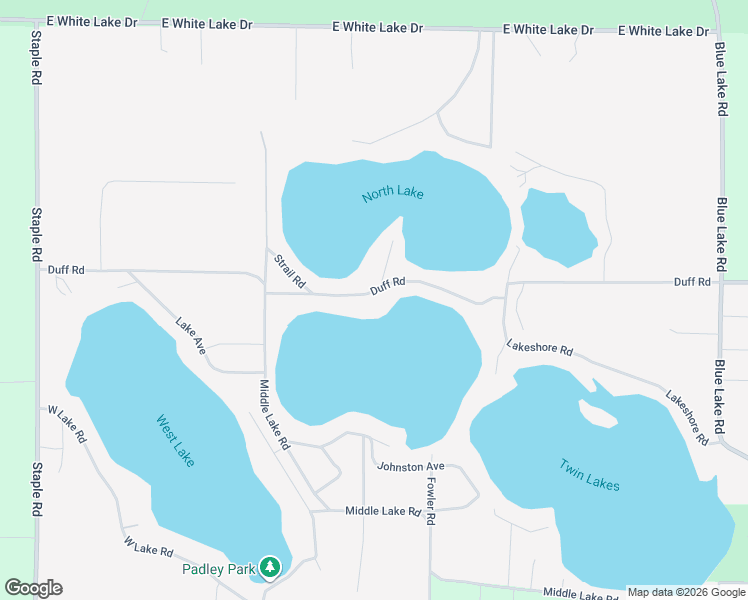 map of restaurants, bars, coffee shops, grocery stores, and more near 2401 Duff Road in Twin Lake