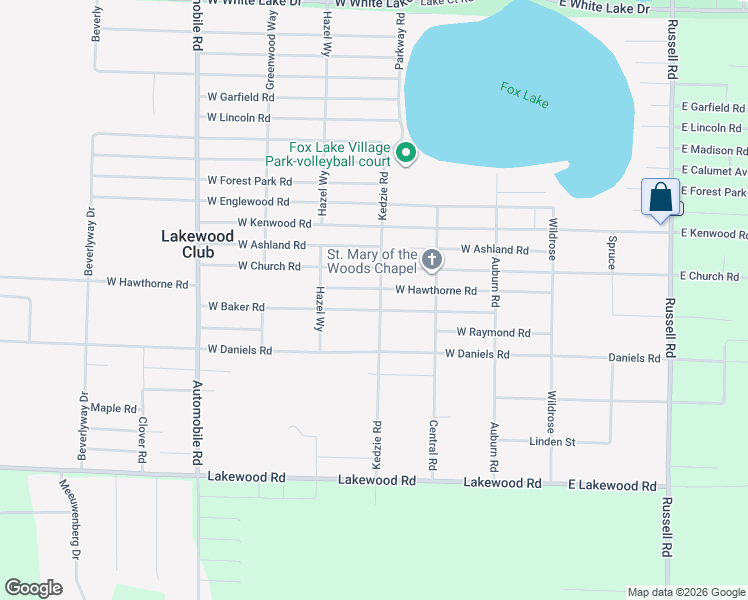 map of restaurants, bars, coffee shops, grocery stores, and more near 304 West Baker Road in Twin Lake