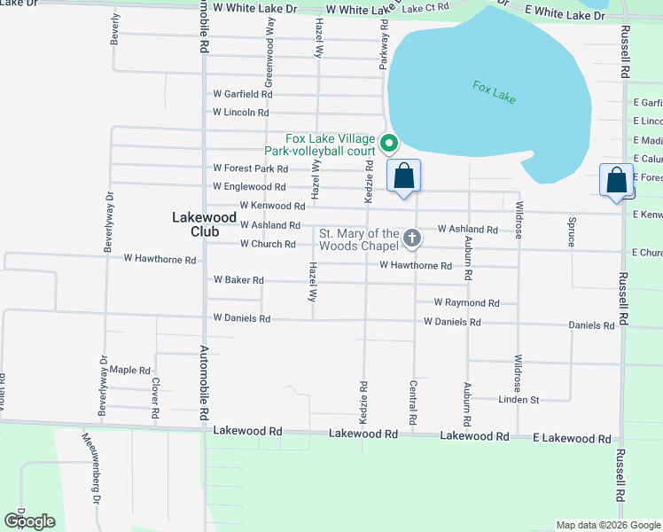 map of restaurants, bars, coffee shops, grocery stores, and more near 304 West Baker Road in Twin Lake
