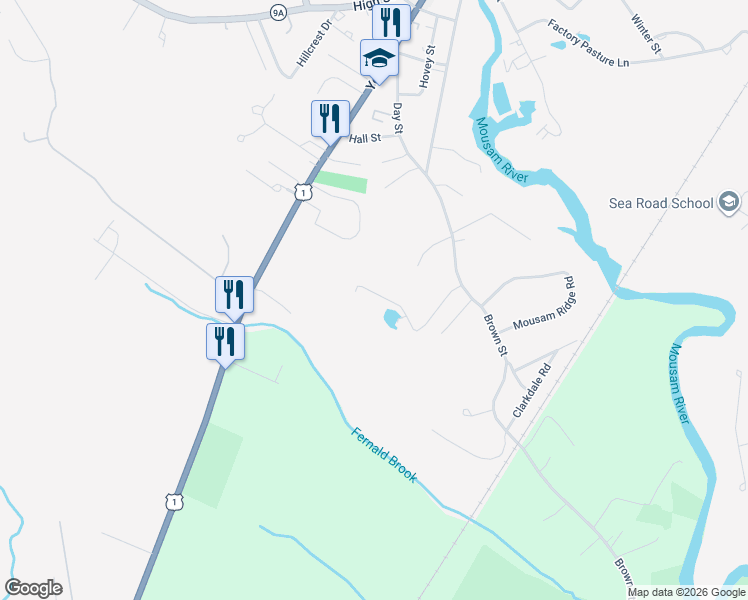 map of restaurants, bars, coffee shops, grocery stores, and more near 22 Kingsbury Lane in Kennebunk