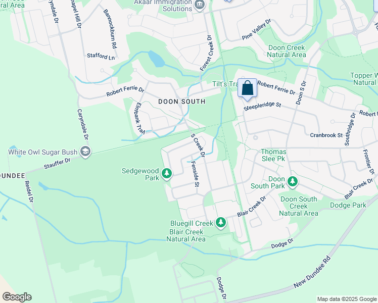map of restaurants, bars, coffee shops, grocery stores, and more near 455 Moorlands Crescent in Kitchener