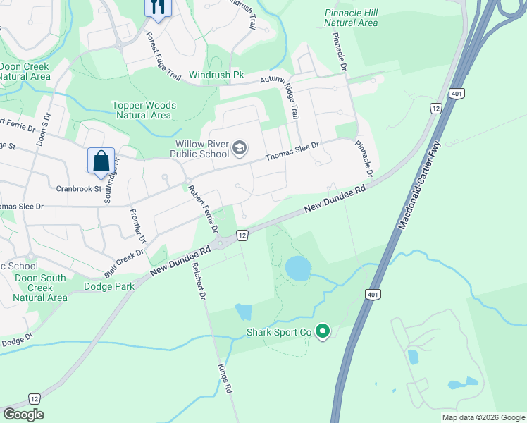 map of restaurants, bars, coffee shops, grocery stores, and more near 508 New Dundee Road in Kitchener