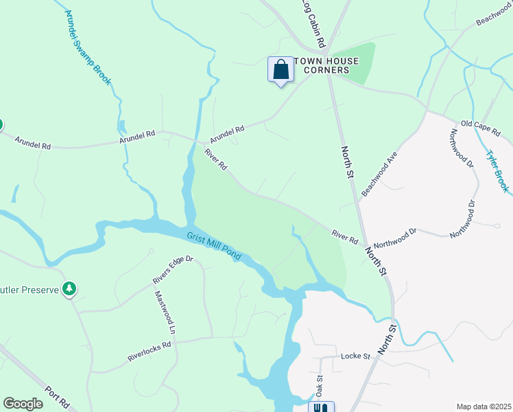 map of restaurants, bars, coffee shops, grocery stores, and more near 19 River Road in Kennebunkport