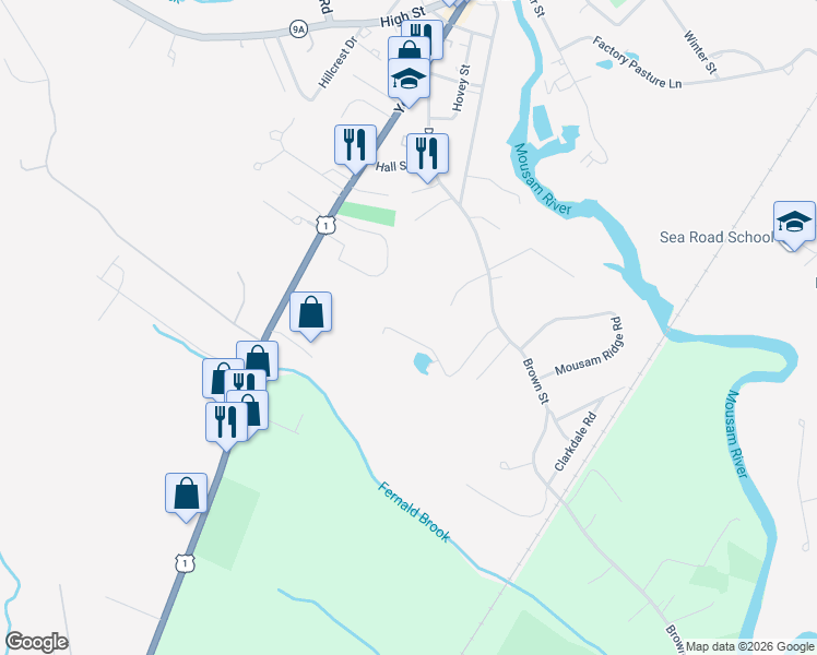 map of restaurants, bars, coffee shops, grocery stores, and more near 22 Kingsbury Lane in Kennebunk