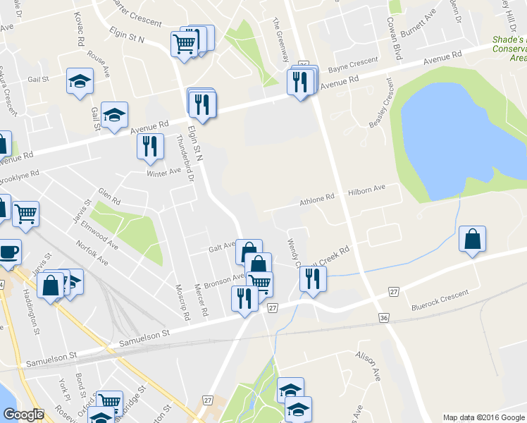 map of restaurants, bars, coffee shops, grocery stores, and more near 28 Athlone Road in Cambridge
