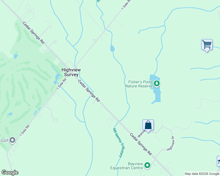 map of restaurants, bars, coffee shops, grocery stores, and more near 3400 Cedar Springs Road in Burlington