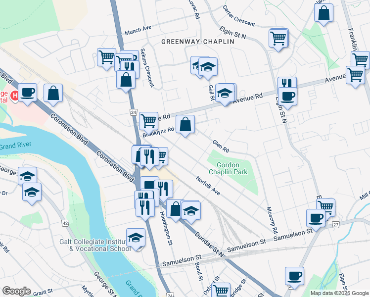 map of restaurants, bars, coffee shops, grocery stores, and more near 112 Elmwood Avenue in Cambridge