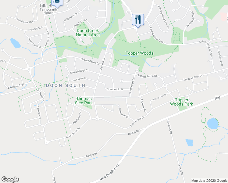 map of restaurants, bars, coffee shops, grocery stores, and more near 59 Cranbrook Street in Kitchener