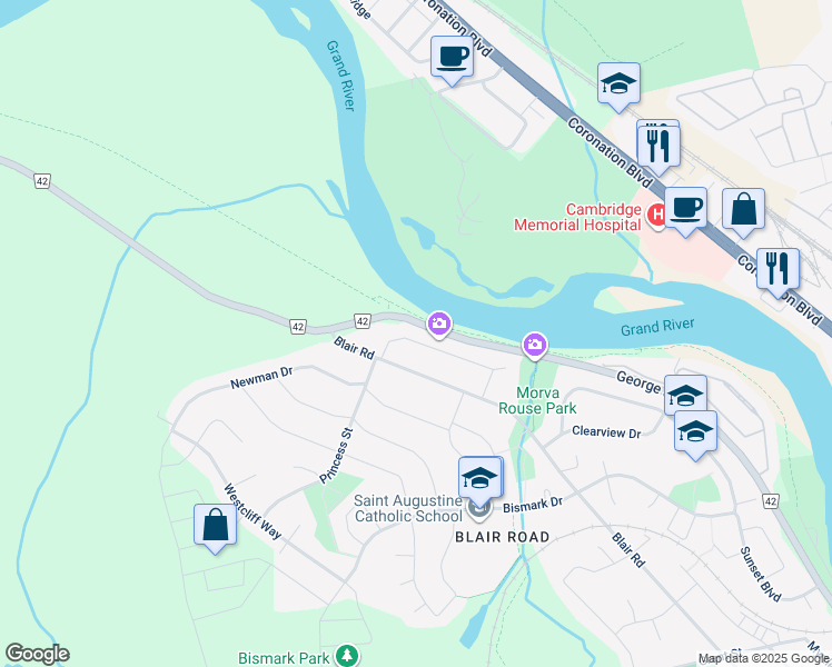 map of restaurants, bars, coffee shops, grocery stores, and more near 102 Esther Avenue in Cambridge