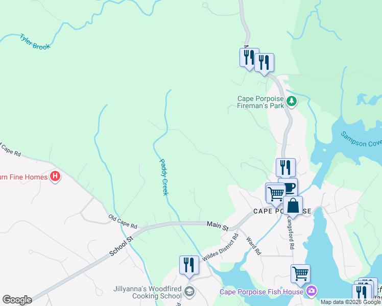 map of restaurants, bars, coffee shops, grocery stores, and more near 44 Clement Huff Road in Kennebunkport