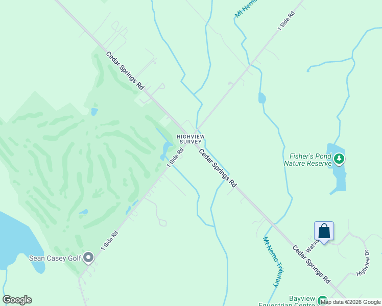 map of restaurants, bars, coffee shops, grocery stores, and more near 1400 1 Side Road in Burlington